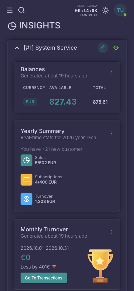 Merchant Backoffice - Mobile Dark Theme 1