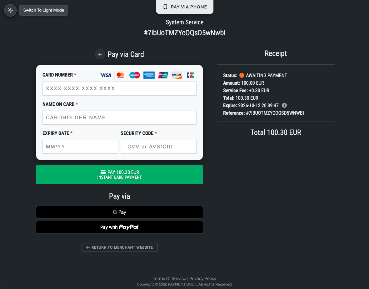 Payment Page - Dark Theme 3